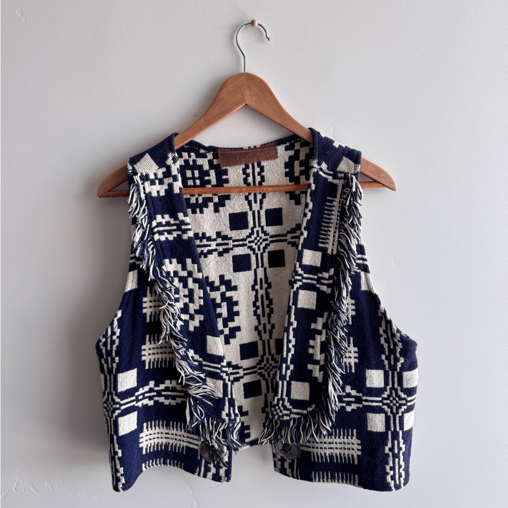 Fringed Western Knit Vest, 100% cotton